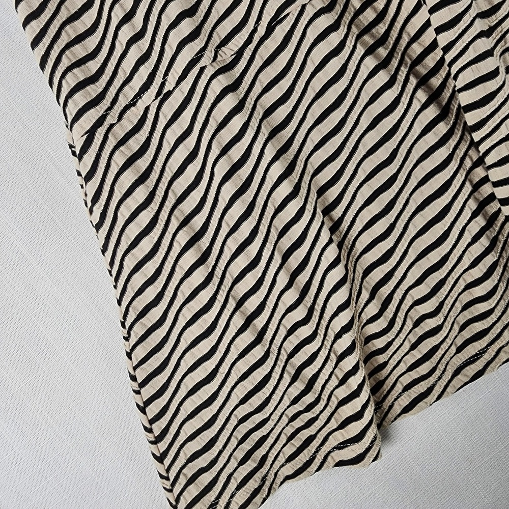 Anne Klein Fit and Flare Dress Women 12 Tan Black Zebra Textured Seersucker - Picture 5 of 12